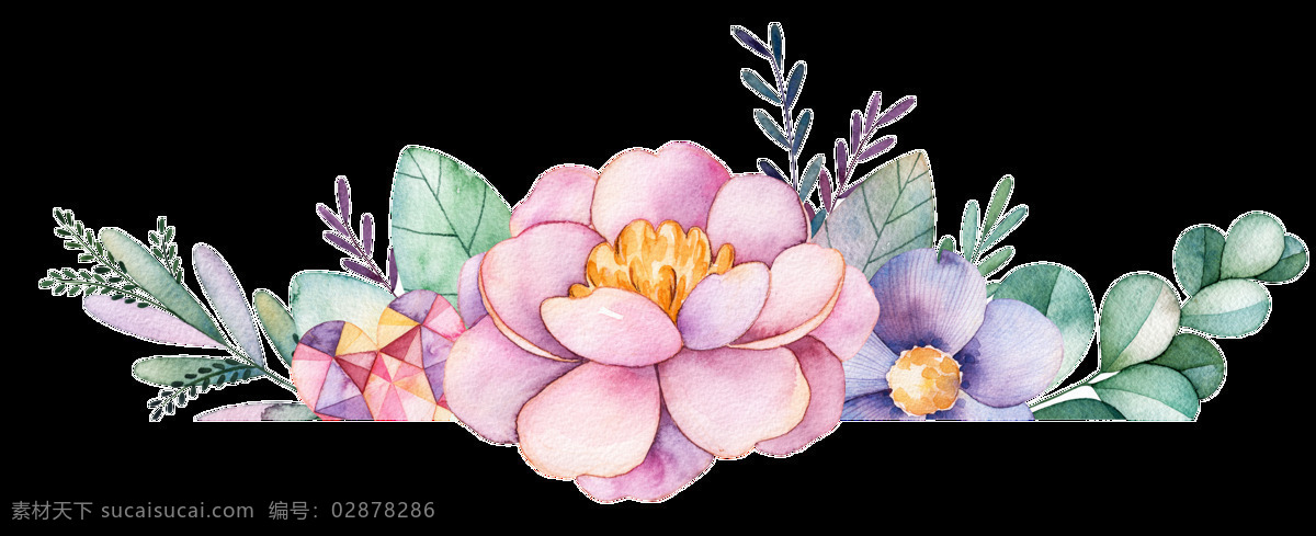 绚丽 花卉 透明 装饰 图案 设计素材 png元素