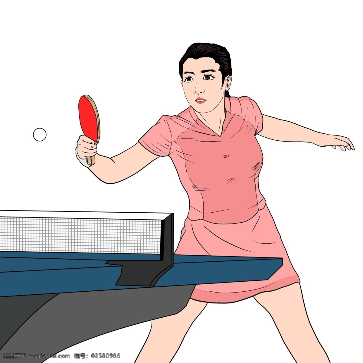 手绘 风 乒乓球 运动员 手绘风 乒乓球运动员 人物 装饰图案