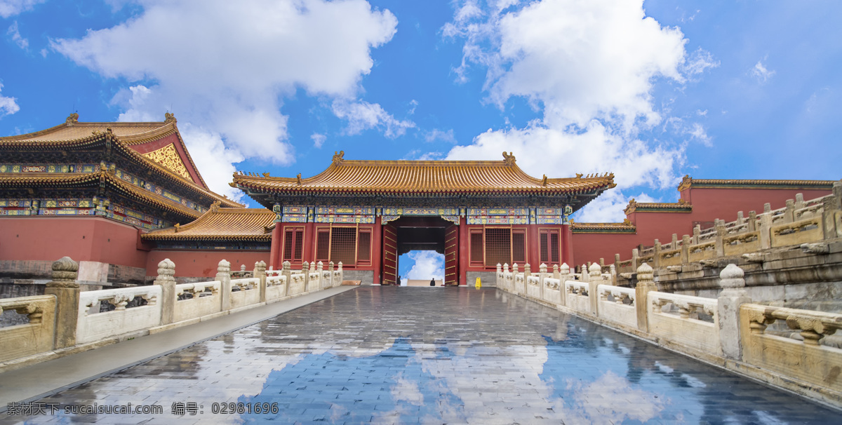 故宫 宫殿 复古 背景 壁纸 蓝天 白云 旅游摄影 国内旅游