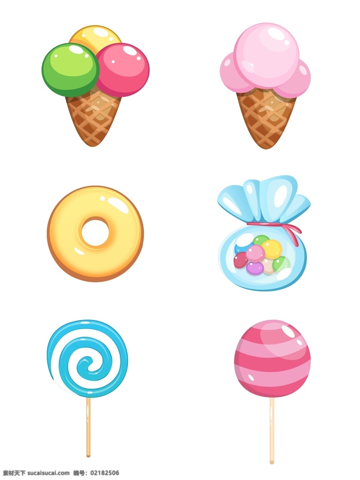 美味 食物 图标 合集 冰淇淋 甜甜圈 彩虹豆 棒棒糖