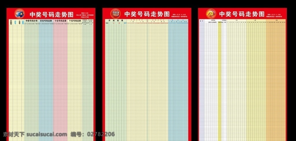 中国 福彩 走势图 中国体育彩票 中国福利彩票 中奖 表格 双色球 3d 7乐彩 15选5 刮刮乐 展板 模板 展板模板 矢量