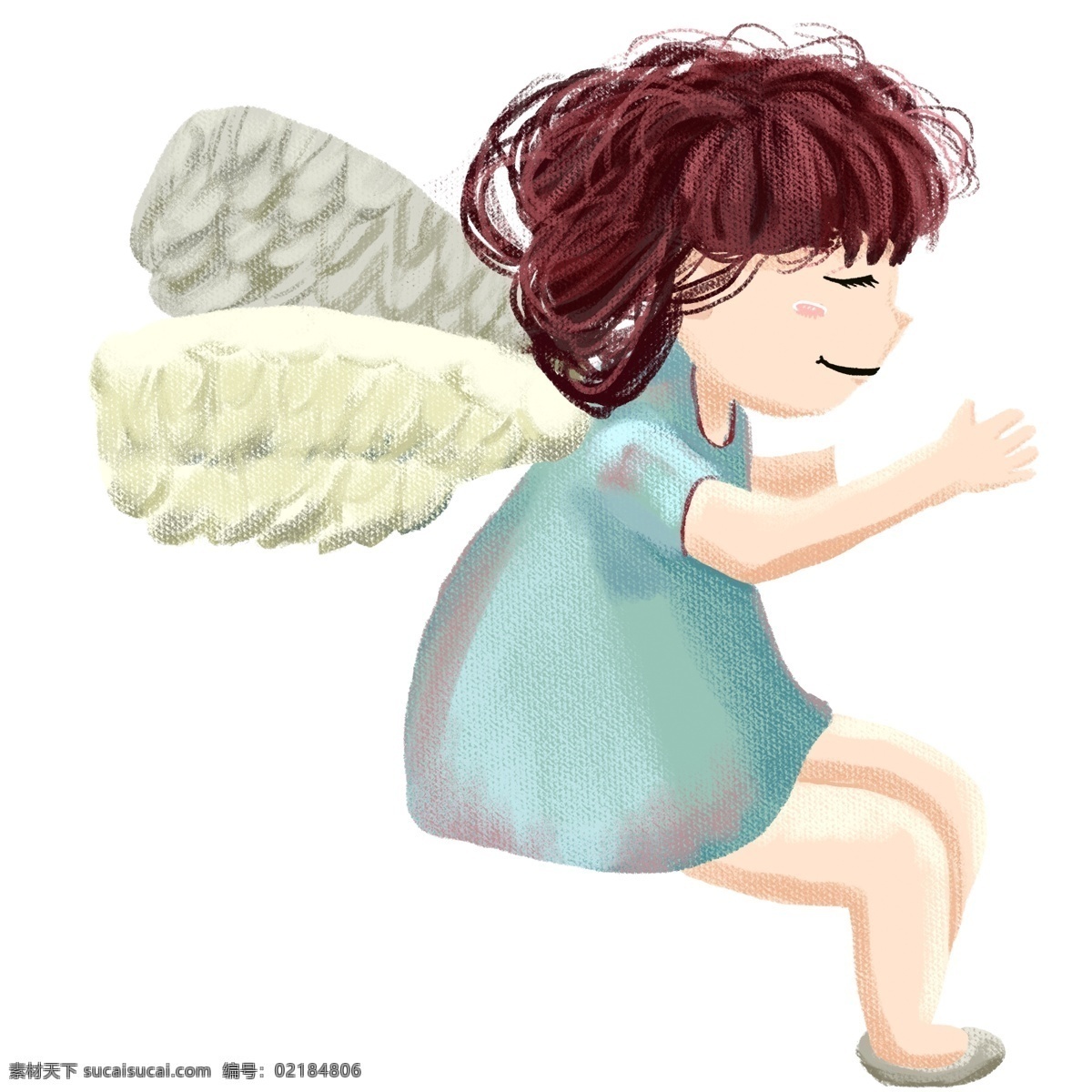 手绘 天使 小女 生 插画 元素 卡通 小女生 可爱 儿童 女孩 人物
