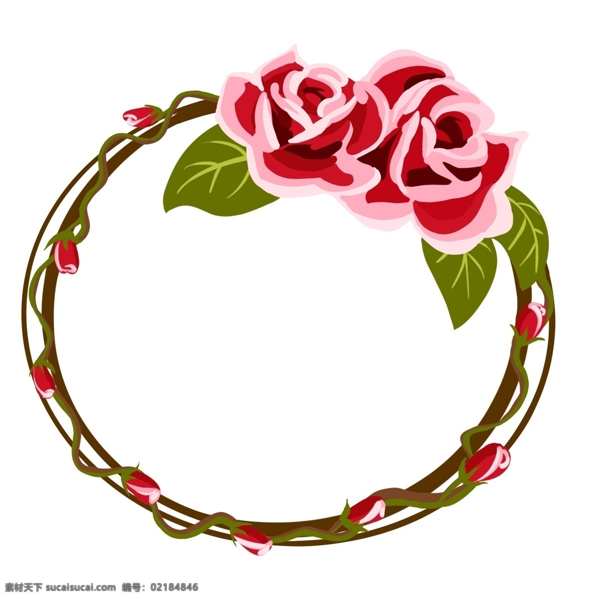 玫瑰 花环 枝 藤 边框 玫瑰花环 粉色花开 枝藤边框
