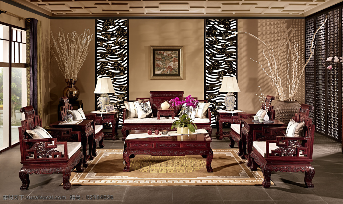 中式风格家具 中式家具 餐桌 餐椅 家具 中式风格 中式沙发 中式红木沙发 红木 红木沙发 友联为家 建筑园林 室内摄影