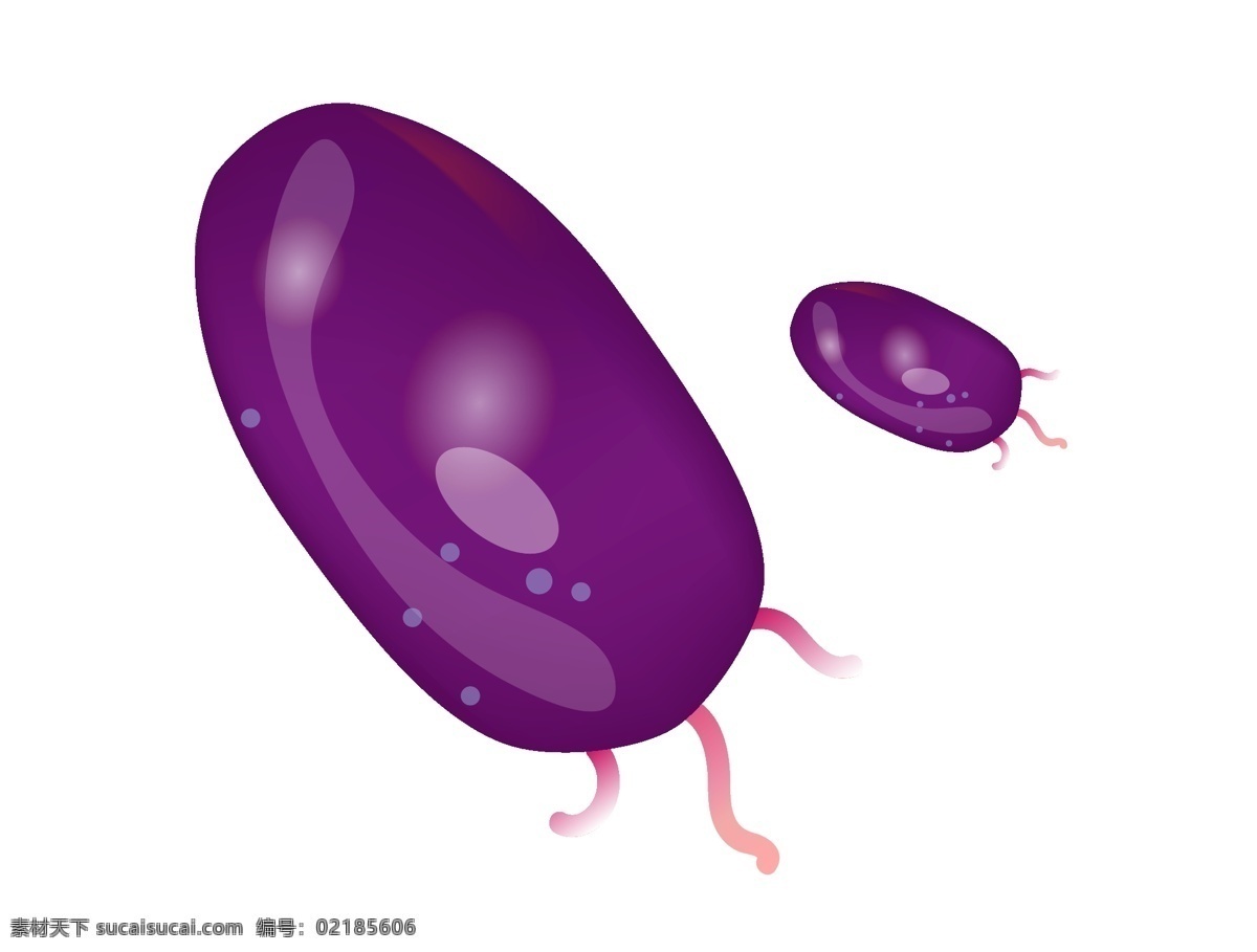 紫色 圆形 细菌 插画 紫色的细菌 生物细菌 粉色的触须 圆球细菌 卡通细菌插画 生物细菌插画