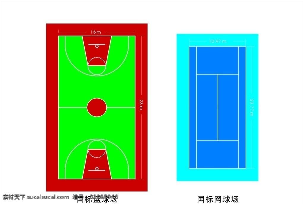 平面图 国标 篮球场 网球场 硅pu 施工效果图 生活百科 矢量