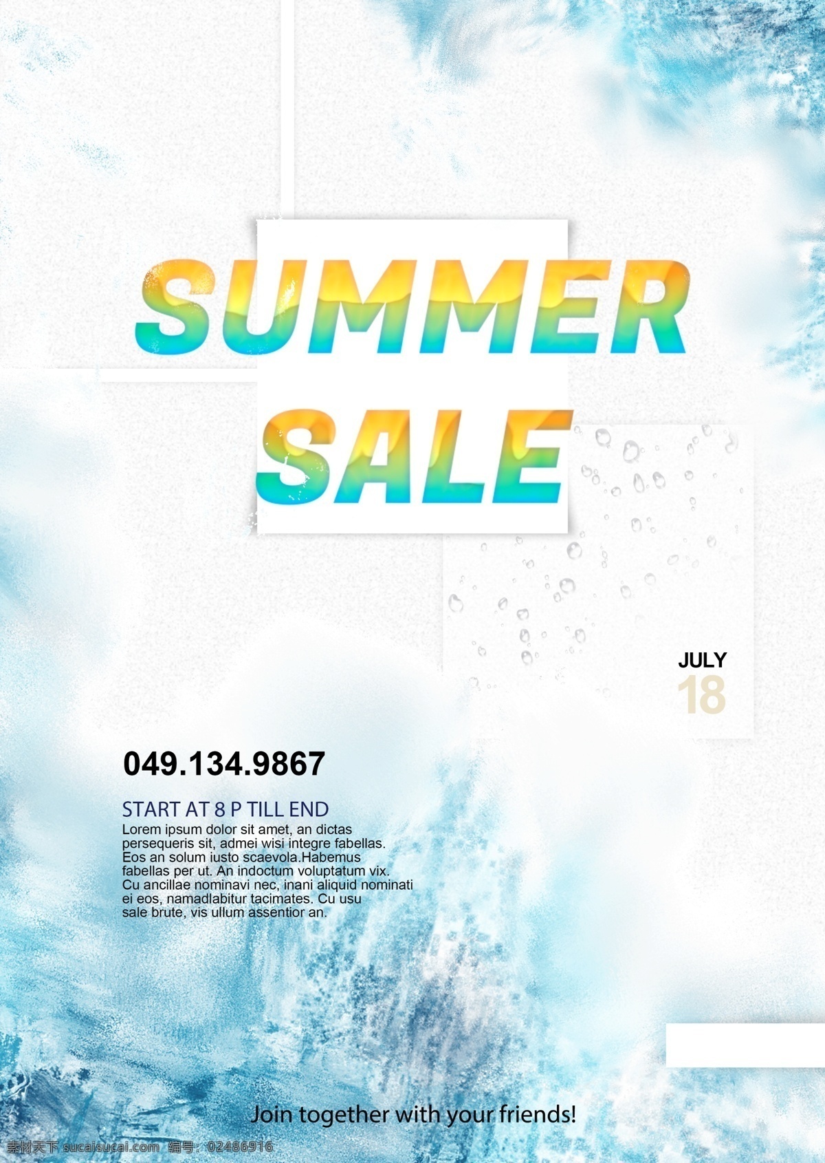 冰山 作用 简单 夏天 销售 海报 出售海报 夏季 大 减价 冰效应 简单的海报 渐变字体 简单的字体 creativ editbal 字体