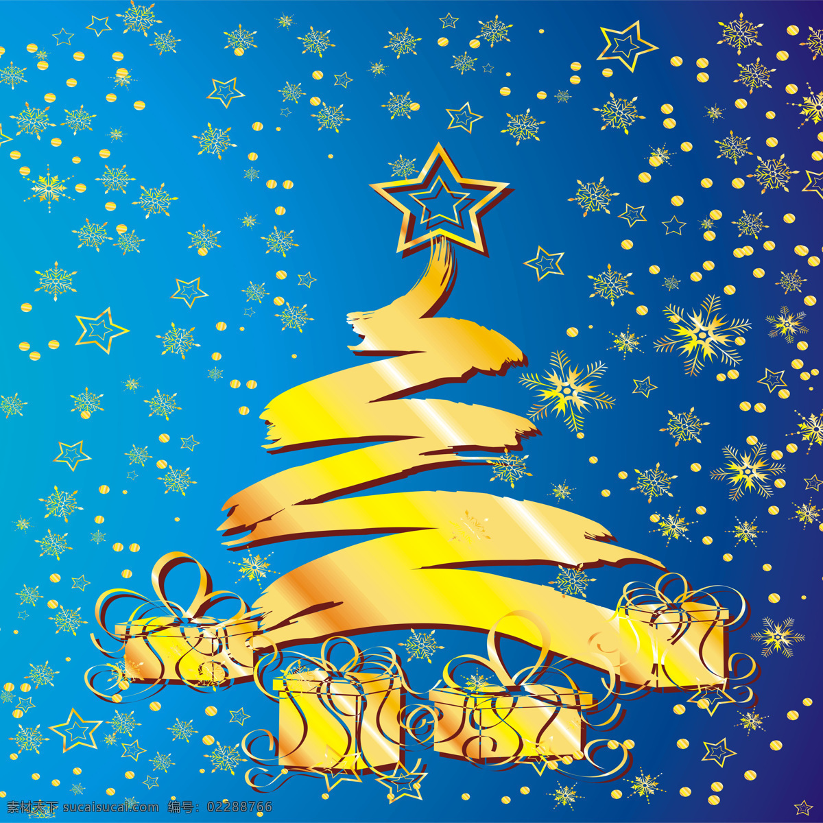 炫丽 涂鸦 圣诞树 雪花 漫天 装饰画 圣诞 蓝色 精美