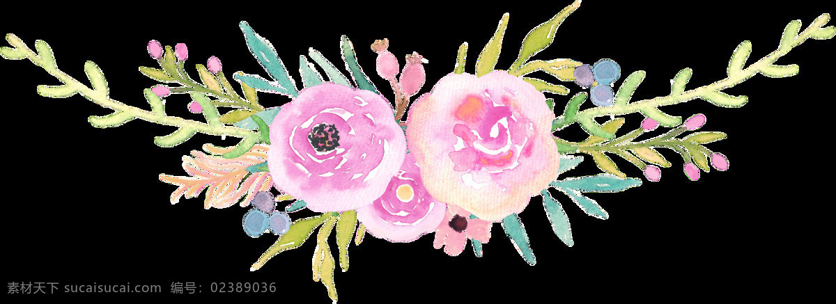 粉色 花边 卡通 透明 装饰 花丛 花叶 透明素材 免扣素材 装饰图案