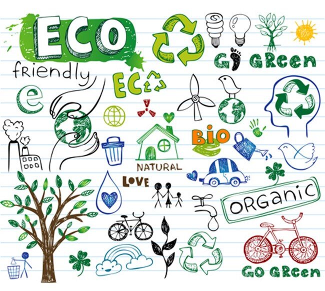 手绘 生态 环保 元素 矢量图 广告背景 背景素材 广告 背景 素材免费下载 矢量 绿树 自行车