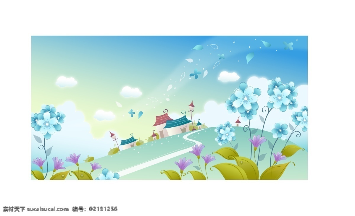 最新 韩国 春夏 风景 矢量图 免费 插画 花朵 卡通 其他矢量图