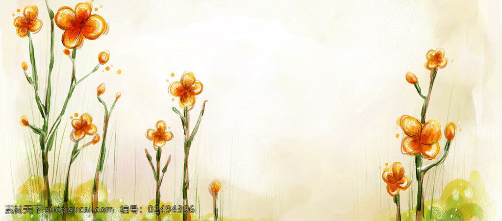手绘 花朵 淘宝 全 屏 banner 背景 红色大树