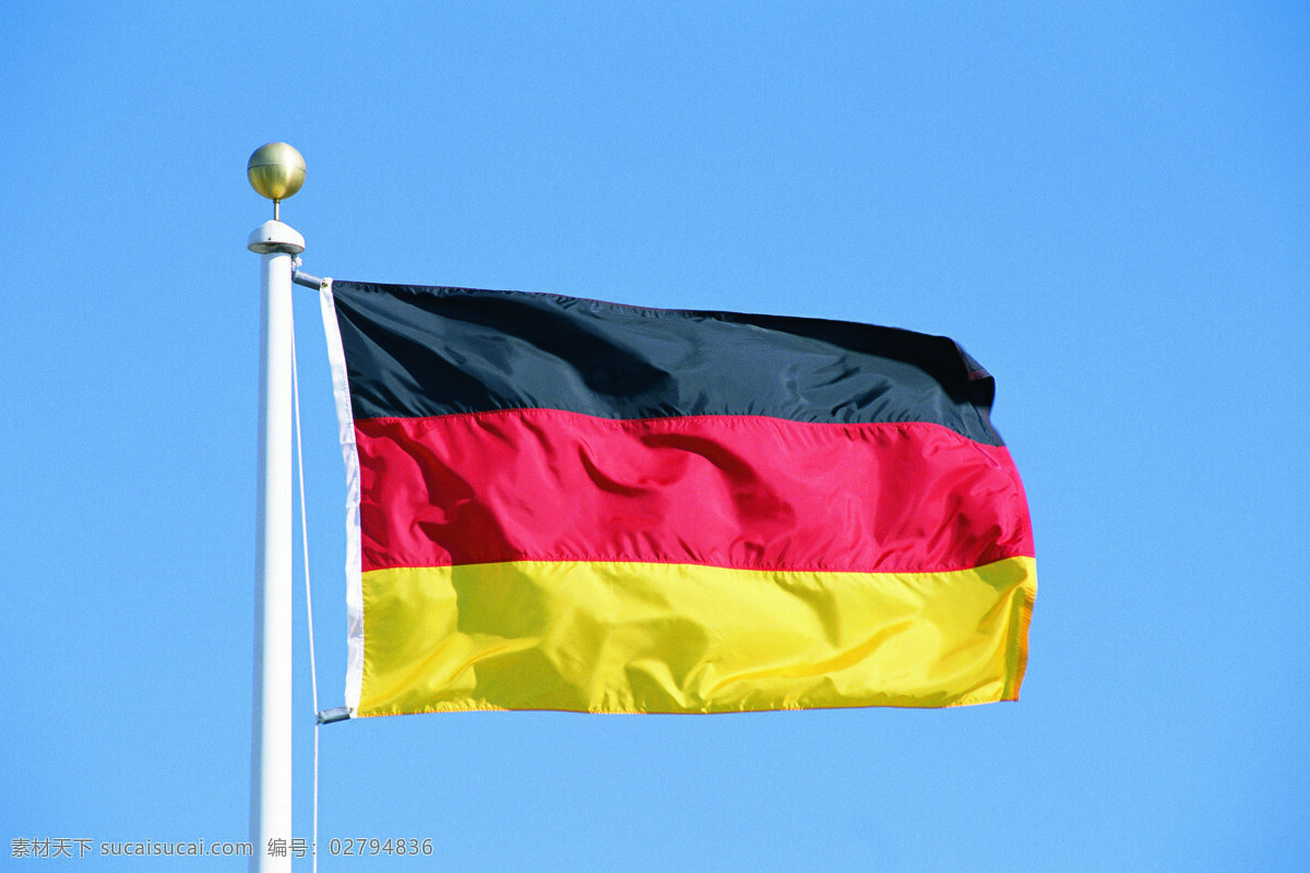 德国国旗 德国 国旗 旗帜 飘扬 旗杆 天空 文化艺术 摄影图库