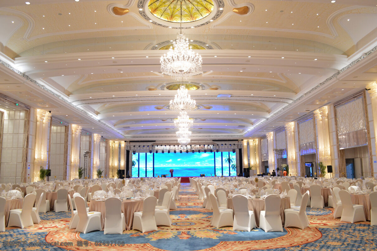 宴会厅 用餐 装修 西式 炫目 水晶 吊灯 大型 宴会 大型宴会 建筑园林 建筑摄影