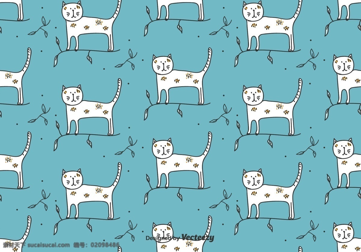 可爱 手绘 猫咪 背景 小清新 矢量素材 可爱背景 手绘猫咪 猫咪插画 韩式 手绘动物 猫咪背景