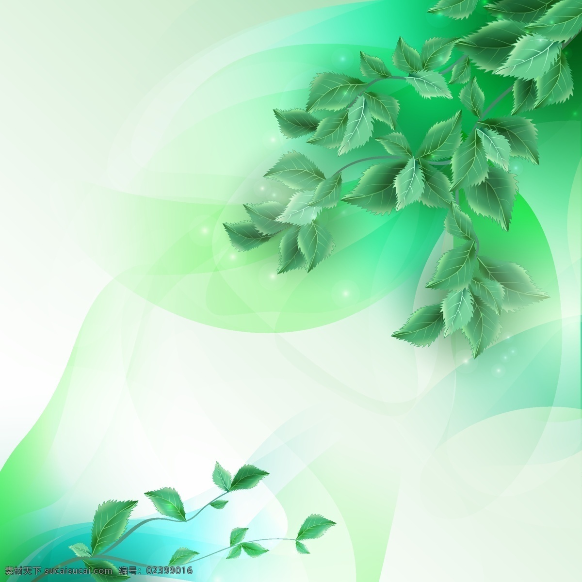 梦幻 绿色 树叶 背景 矢量图 绿色树叶 梦幻背景 植物素材 白色