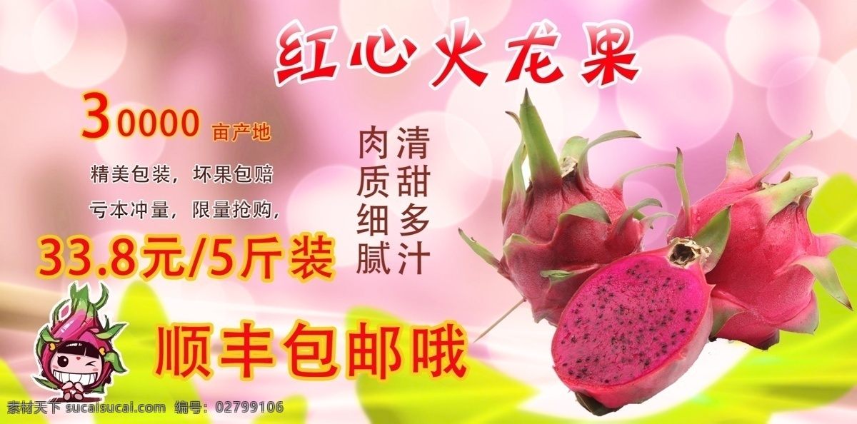 红心 火龙果 促销 淘宝 红心火龙果 粉色