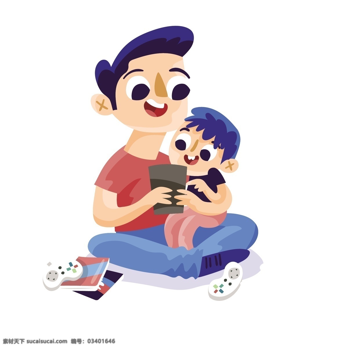 陪 儿子 玩游戏 父亲 矢量 游戏 手机 手机游戏 卡通 卡通父子 父子 父亲节 父亲节快乐 节日快乐