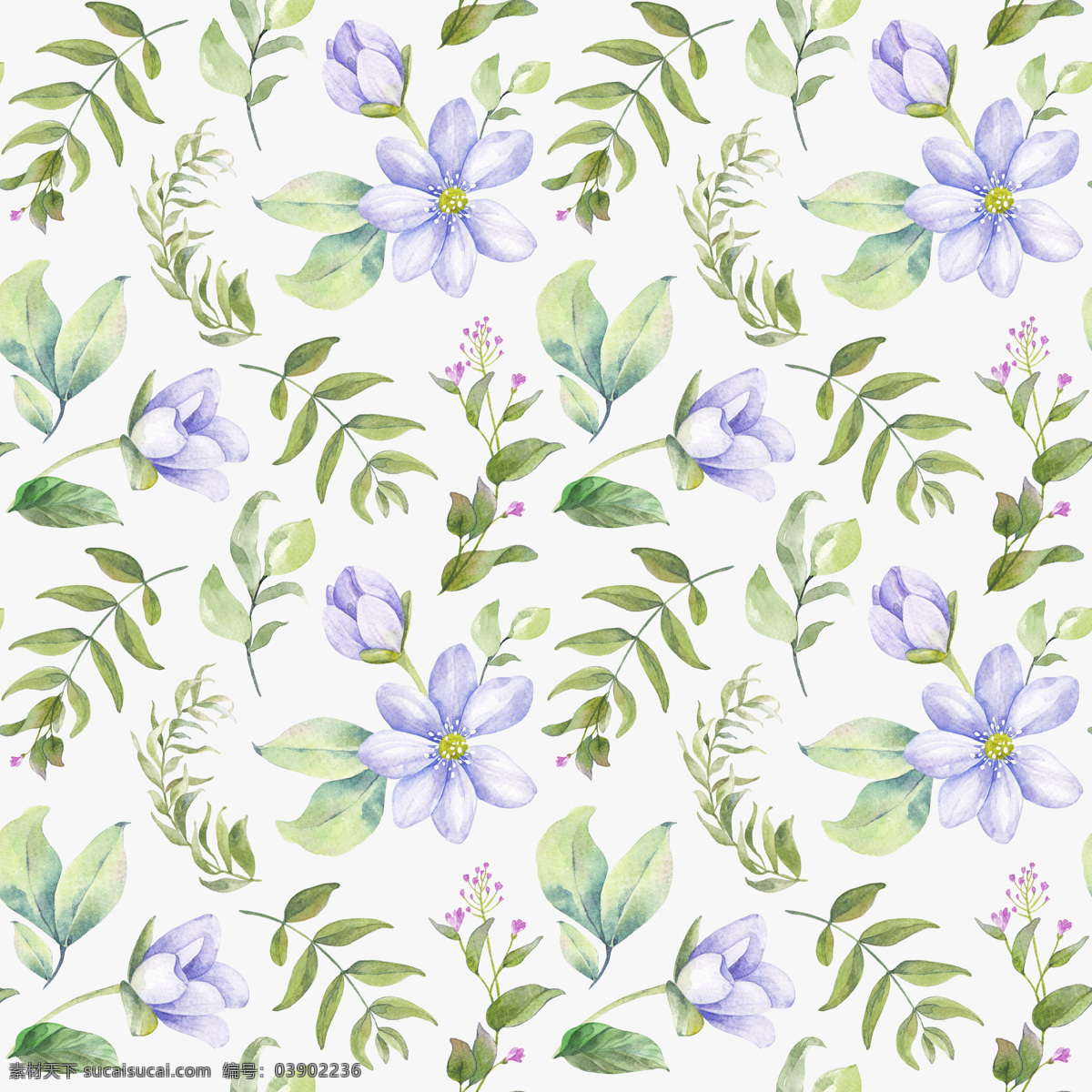清雅 素净 白色 花草 背景 背景素材 花卉 绿色 树叶 填充背景 紫色