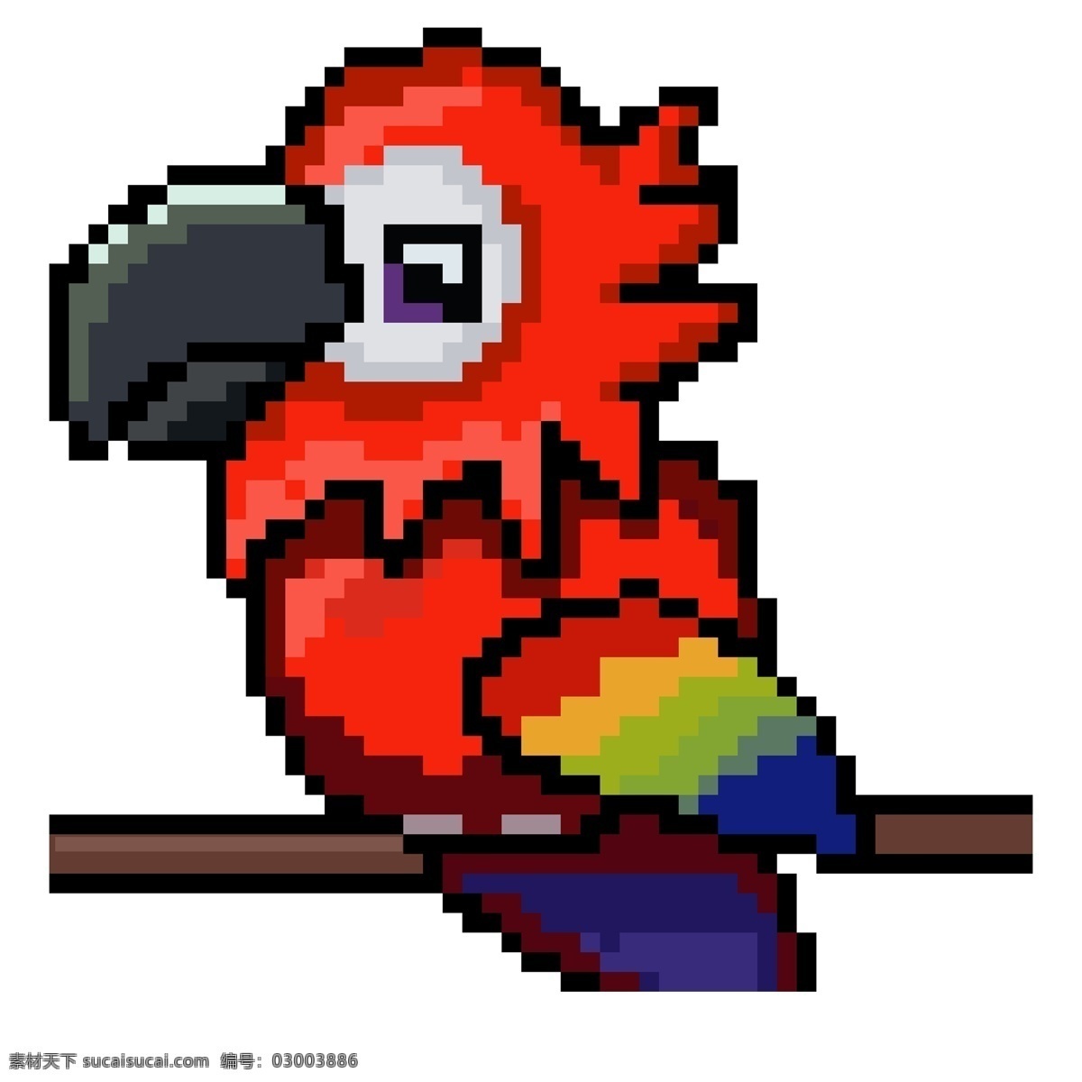 像素 风格 红色 小 鹦鹉 可爱 六一儿童节 儿童 小动物 宠物