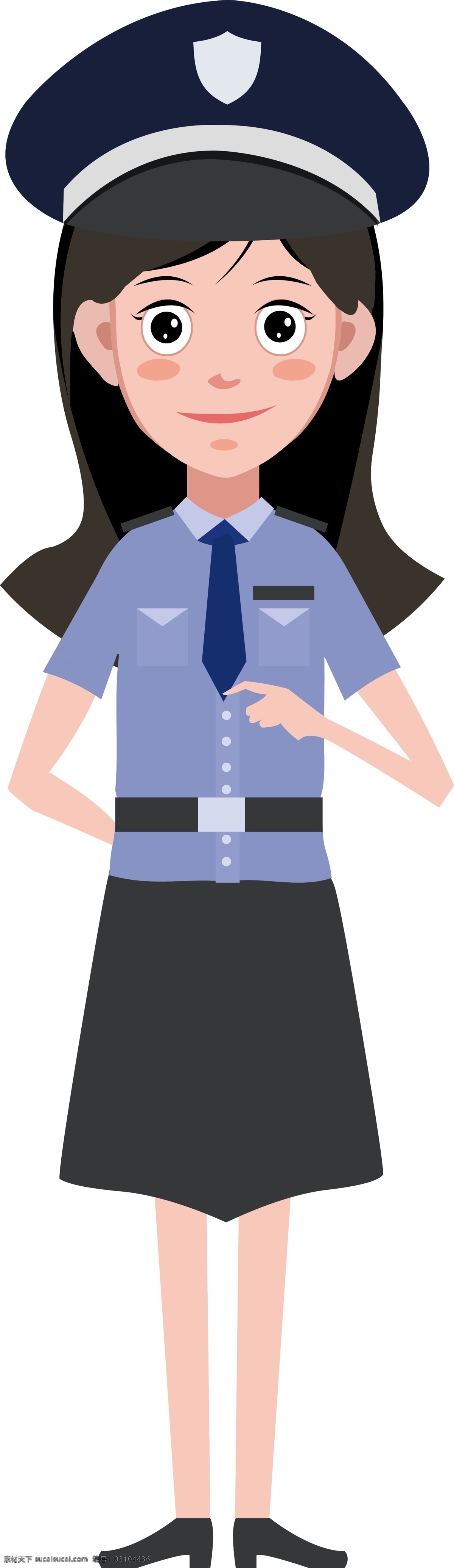 穿着 警服 女 警察 女警察 卡通人物 人物 卡通 矢量