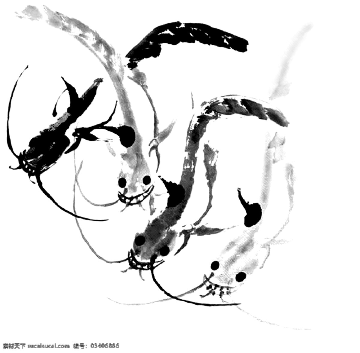 中国 风 鱼 中国风水墨鱼 水摸鱼 psd源文件