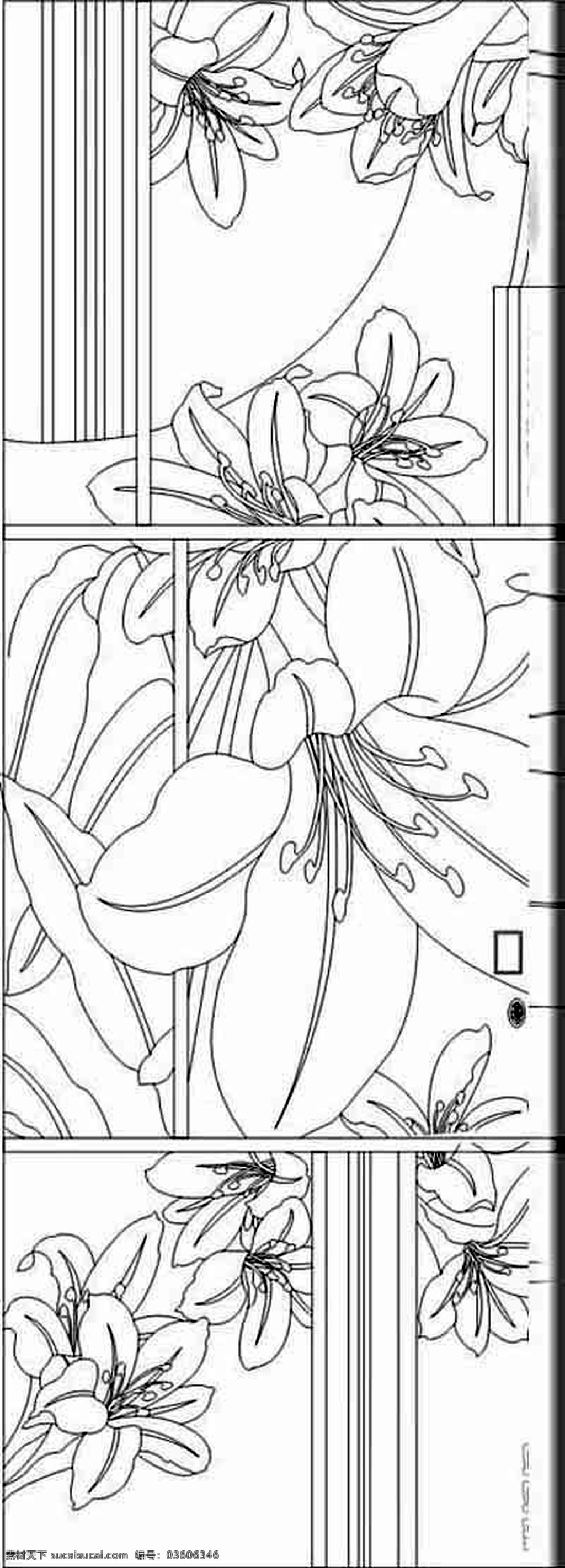 白描 百合花 家装 装饰画 现代 简约