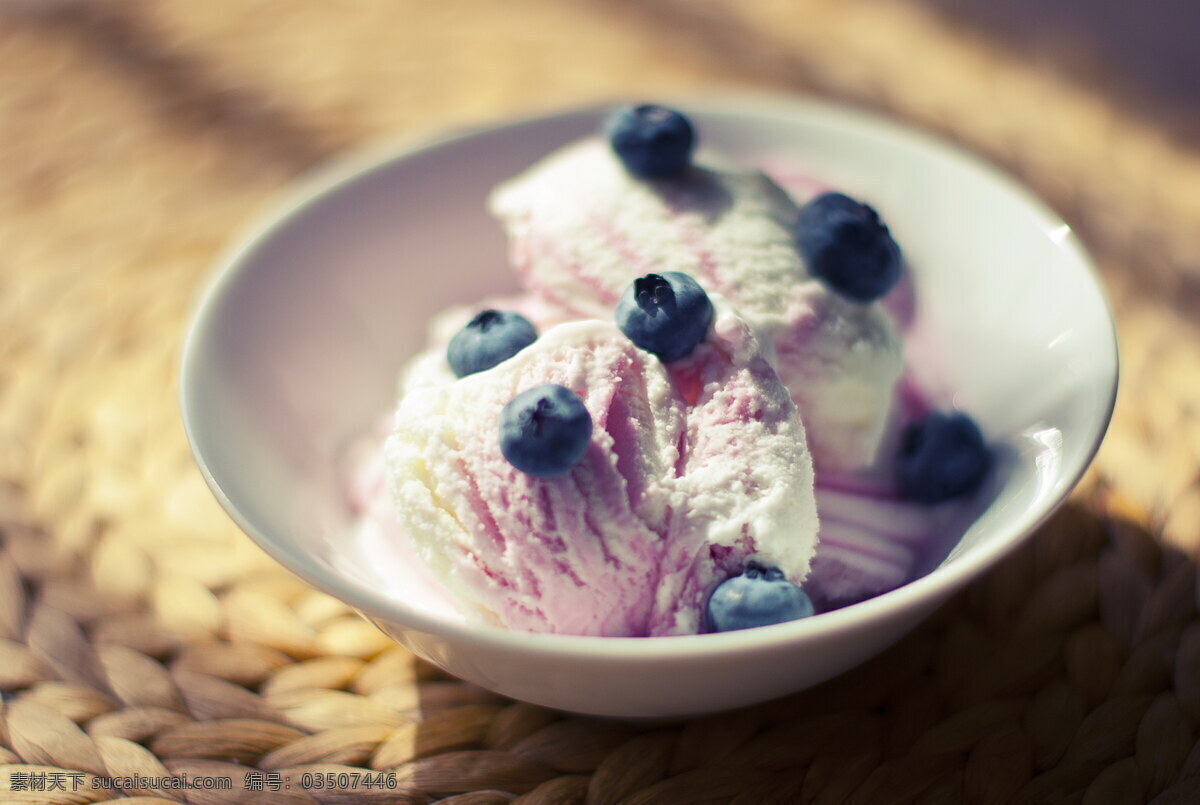 美味 蓝莓 冰淇淋 冰激凌 浆果 水果 碗具