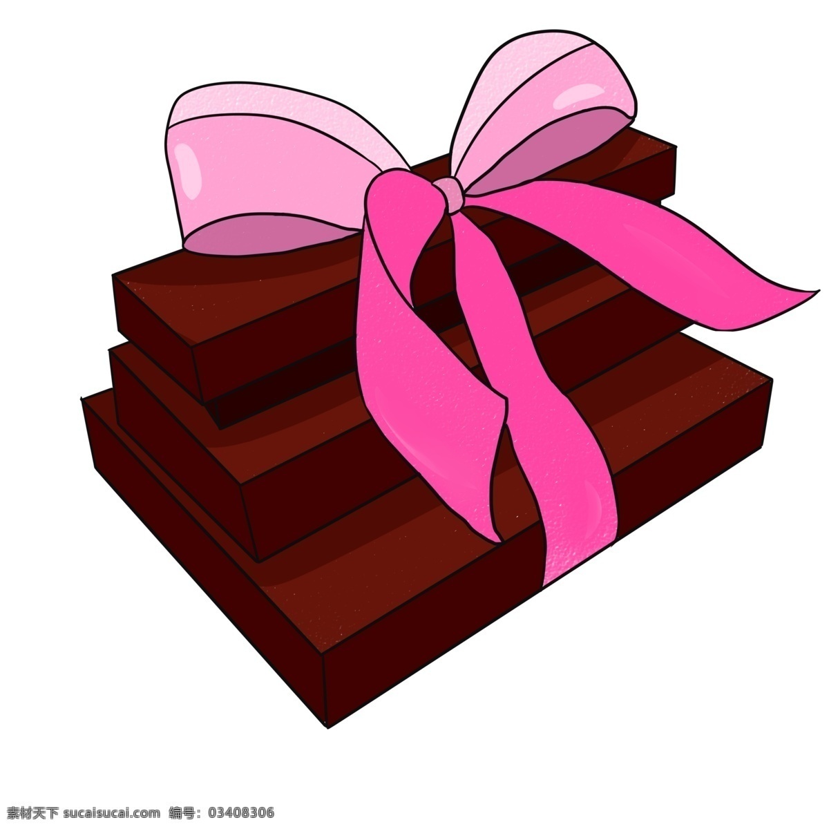 情人节 巧克力 块 插画 甜点 甜品 巧克力块 情人节礼物 粉色蝴蝶结 巧克力插画 绑 一起 巧克力礼物