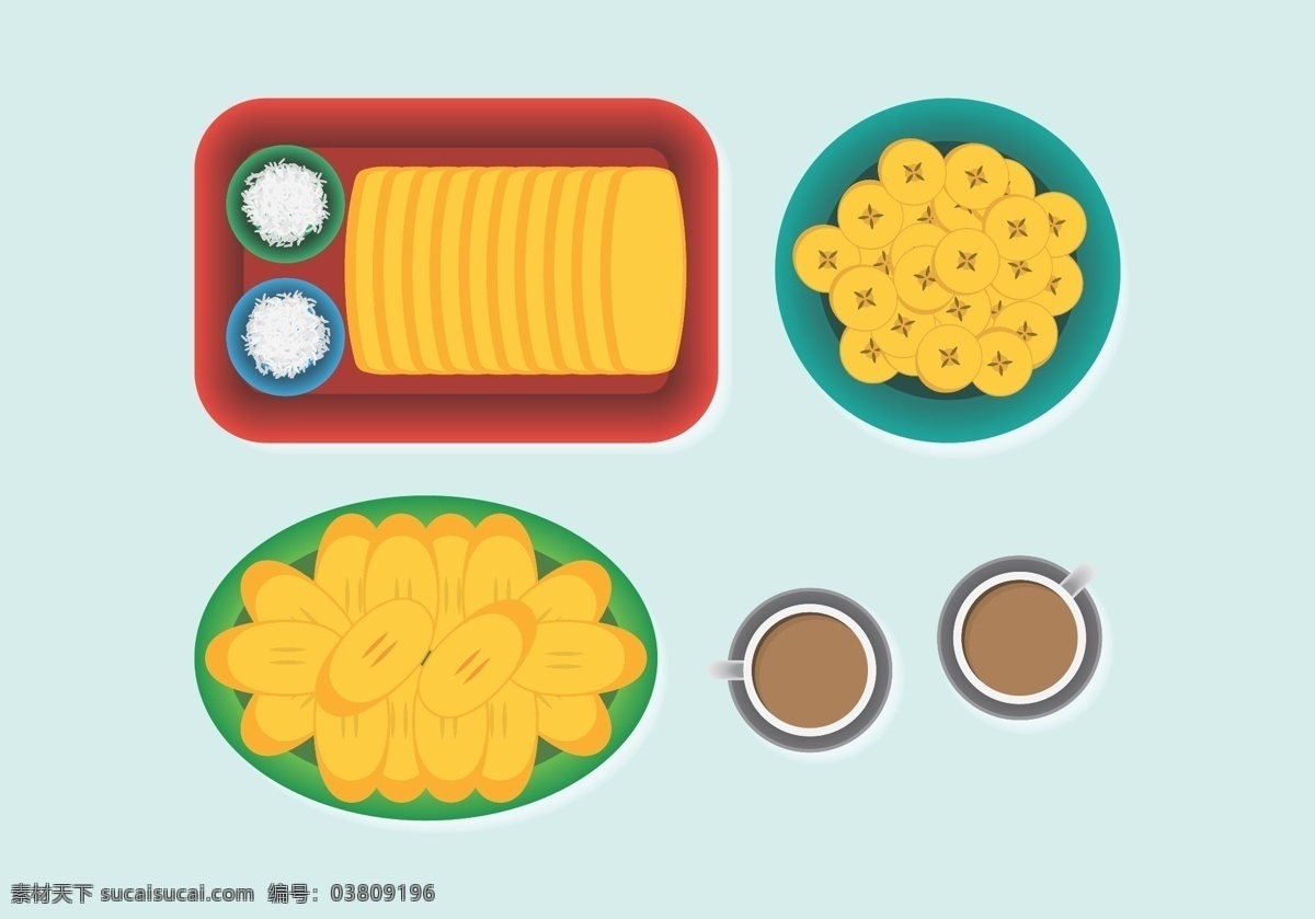 矢量 食物 俯视 插画 咖啡 美食插画 矢量素材 手绘 手绘美食 手绘食物 手绘素材