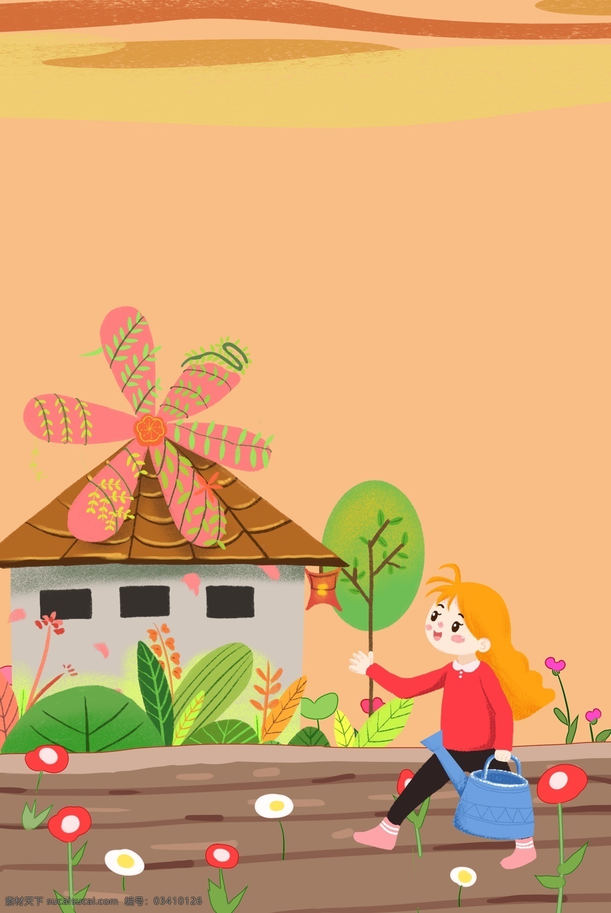 种树 女孩 植树节 公益 插画 海报 出行 人物 植物 插画风 促销海报