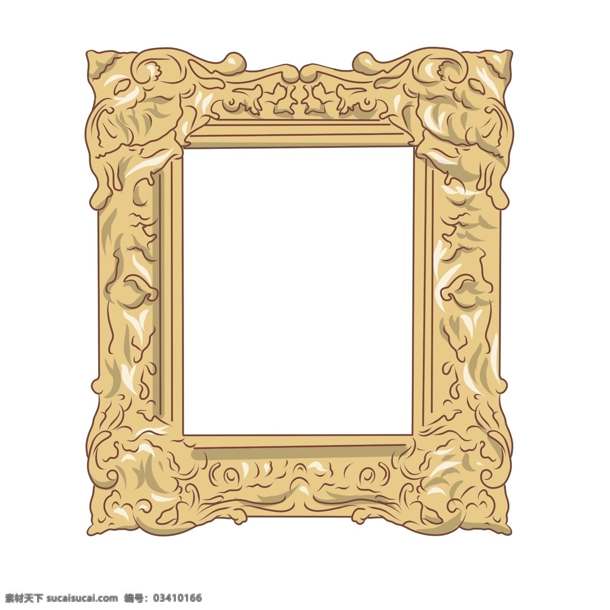金色 相框 手绘 插画 金色的相框 长方形相框 相框边框 立体相框 相框装饰 精美相框 高端相框
