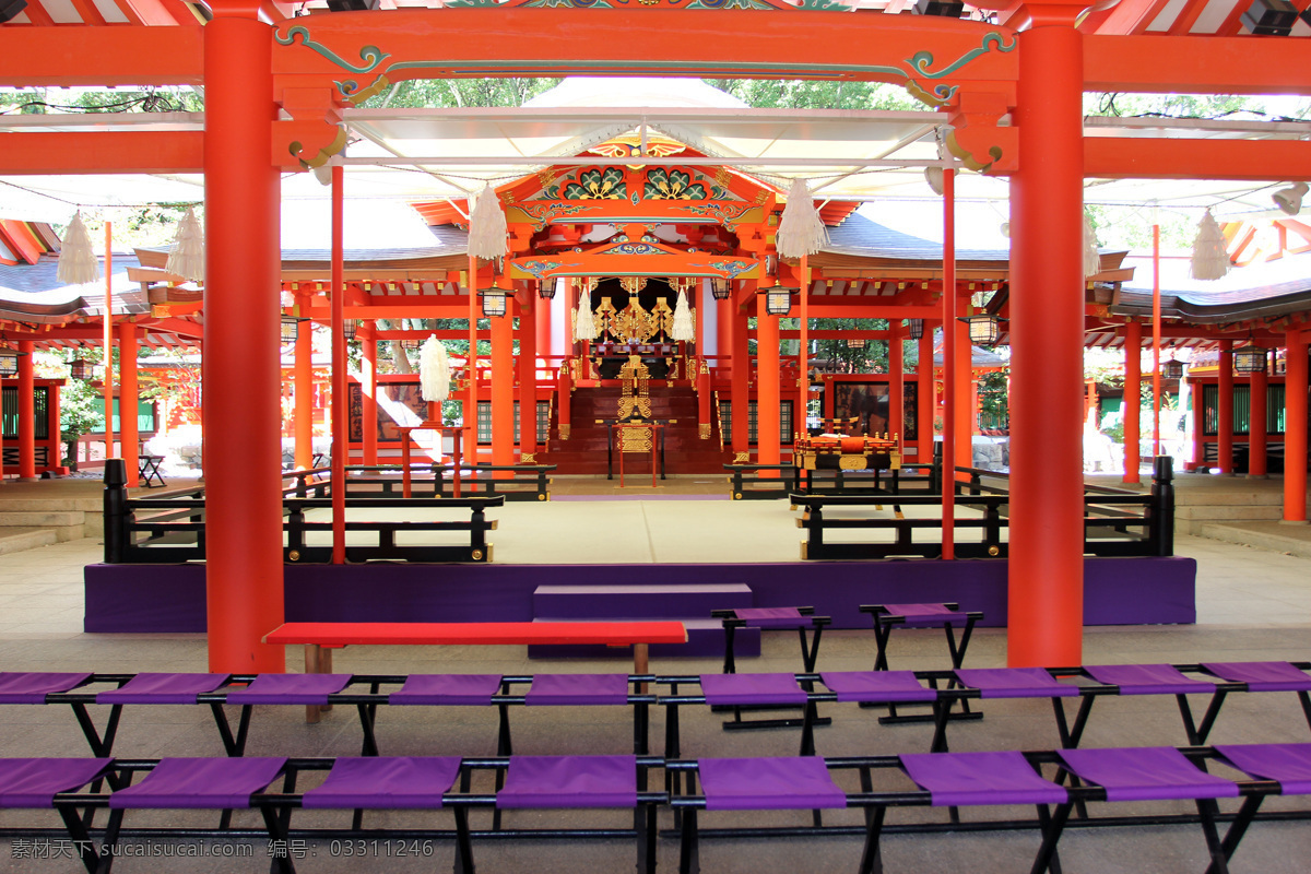 日本 兵库县 生田神社 正殿 红柱 古建筑 木建筑 内院 戏台 2011日本 旅游摄影 国外旅游