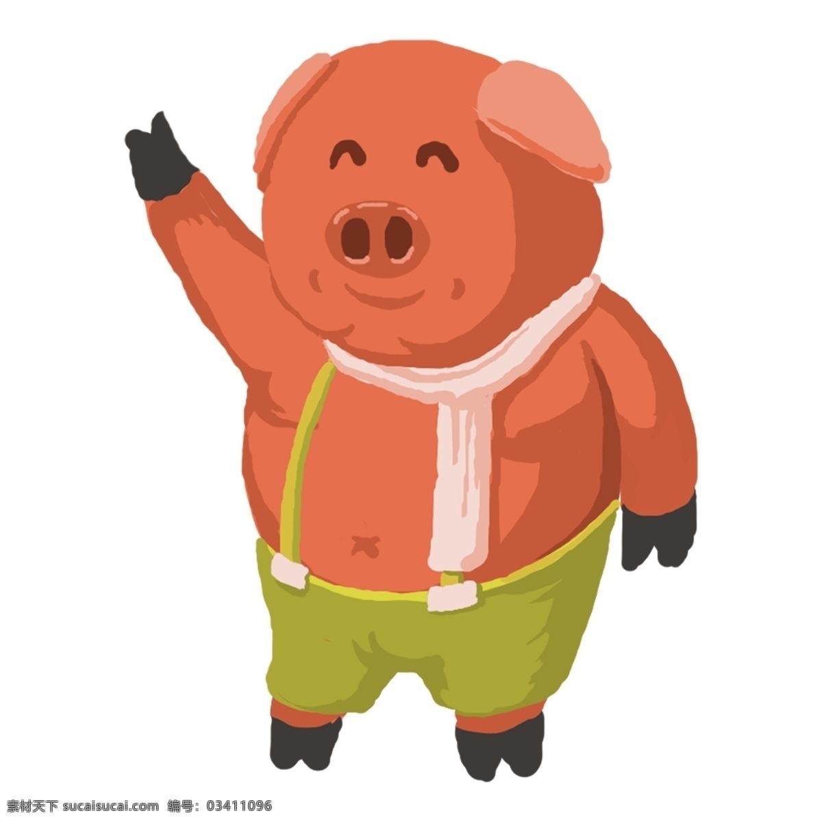 手绘 卡通 喜庆 猪 装饰 春节 新年 2019 小猪 免抠元素 透明素材