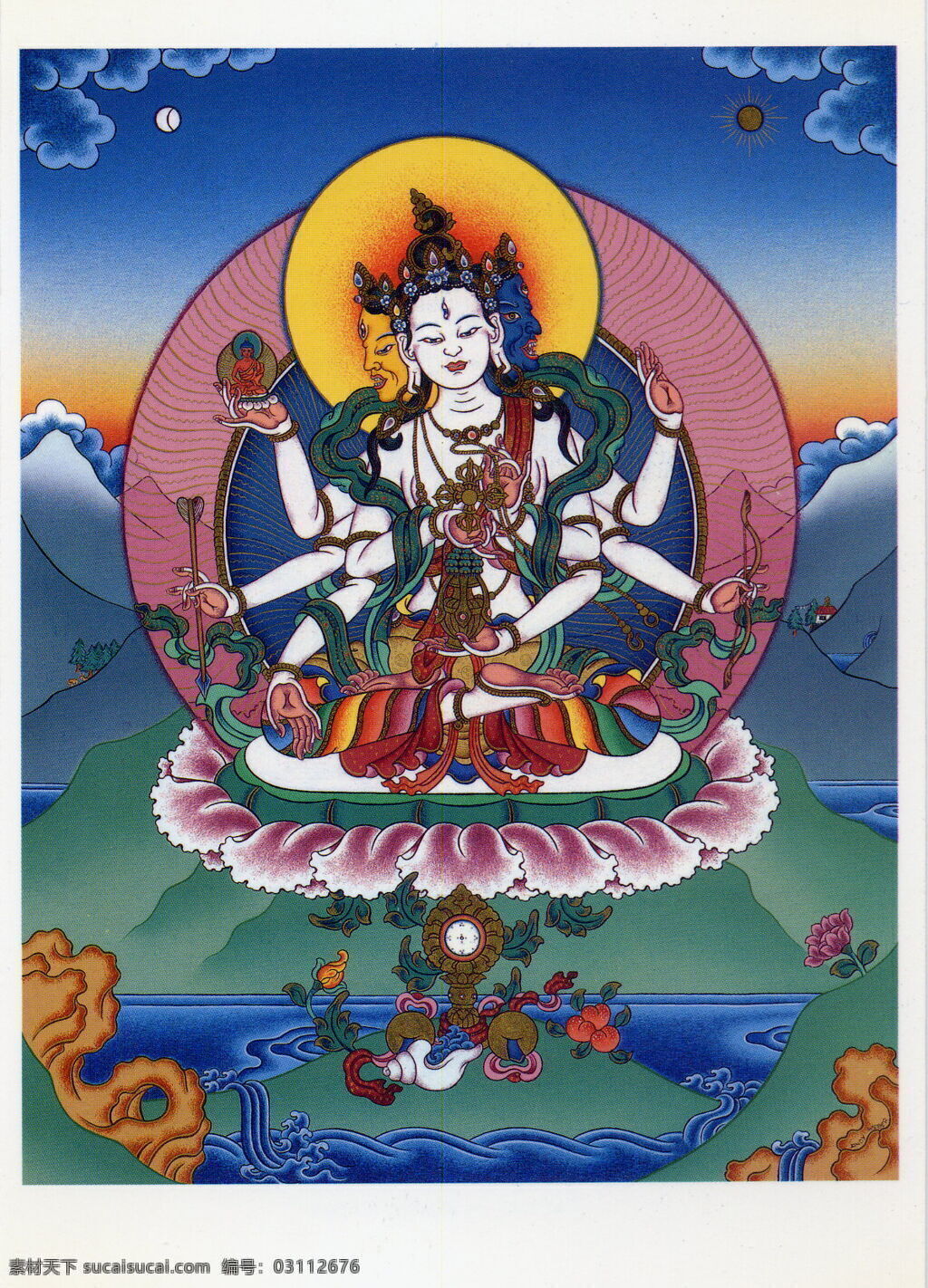 佛教 设计素材 唐卡 文化艺术 艺术 宗教 宗教信仰 佛顶尊胜佛母 佛 顶 尊胜 母模 板 藏传