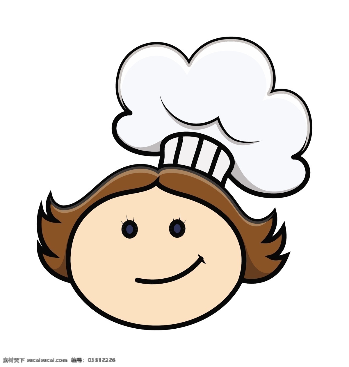 快乐 卡通 女孩 厨师 性格 白色