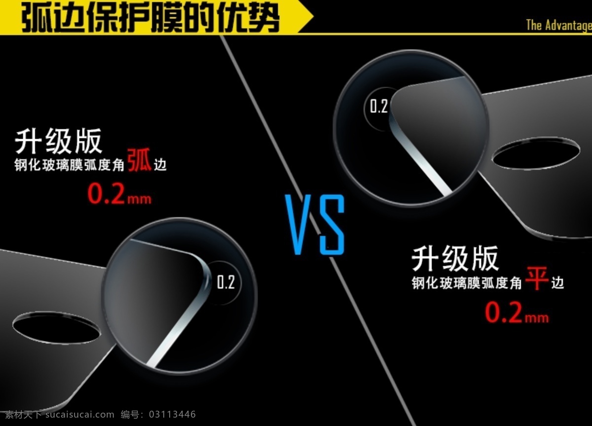 弧 平 弧度 角 钢化 膜 优势 黑背景 淘宝 详情 页 钢化玻璃 保护膜 升级版 对比 玻璃 3c 类 目 原创设计 原创淘宝设计