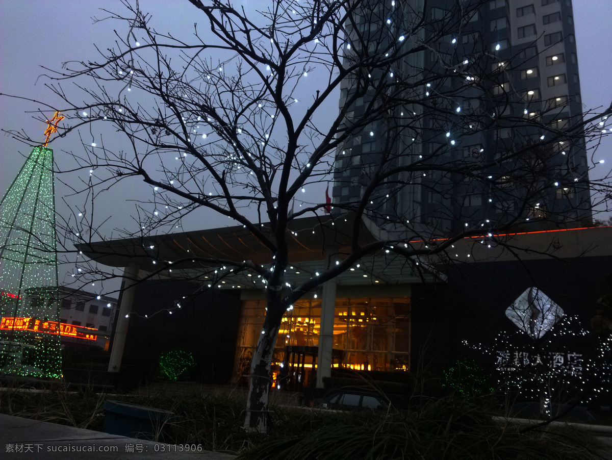 雅 都 大酒店 灯光 高楼 建筑 建筑景观 树灯 苏州 自然景观 雅都大酒店 三香路 家居装饰素材 灯饰素材