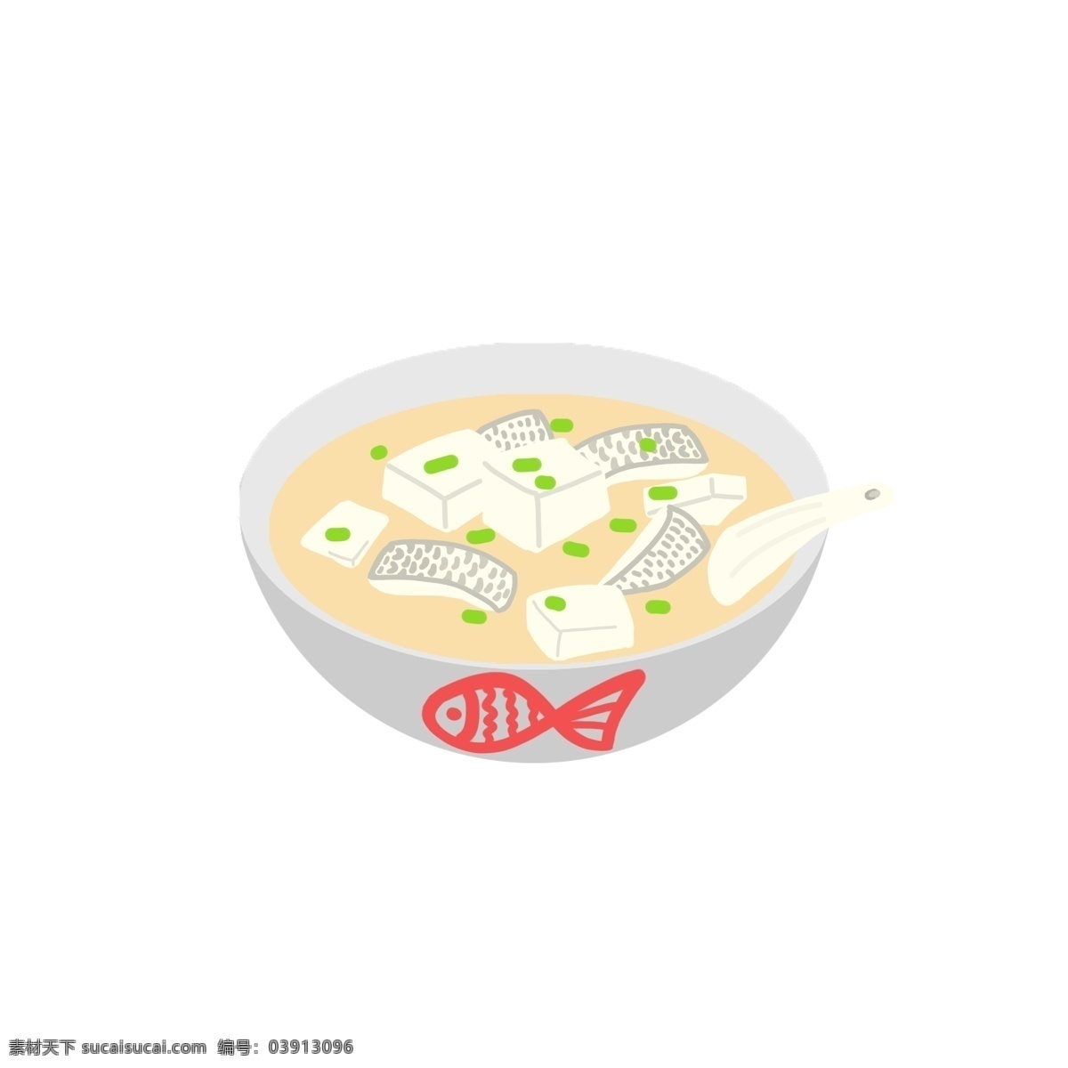 原创 冬季 美食 暖身 鱼汤 食物 插画 过年 豆腐