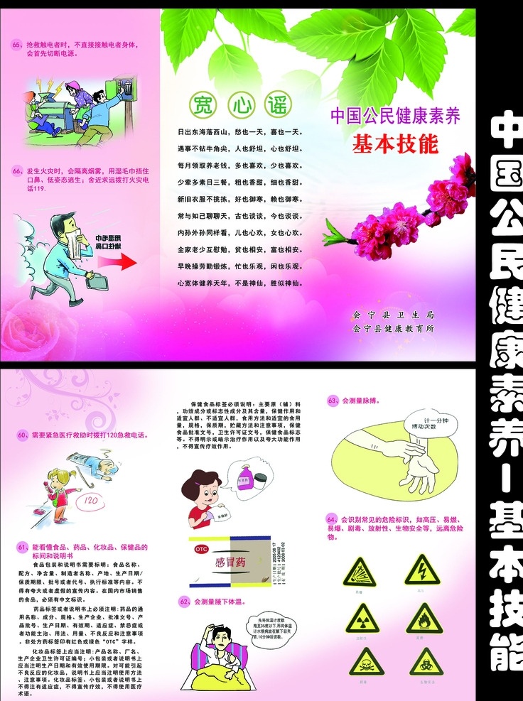 中国 公民 健康 素养 基本 技能 公民健康素养 中国公民 健康素养 健康素养促进 基本知识理念 健康生活方式 基本技能 三折页 分层