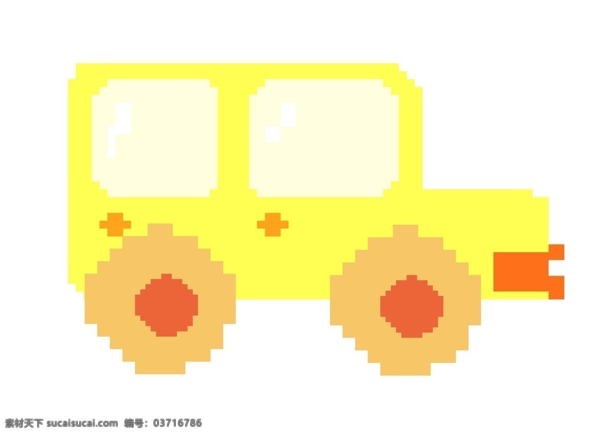 像素 黄色 汽车 插画 黄色的汽车 卡通插画 像素插画 像素物品 日月物品 模糊物品 像素的汽车