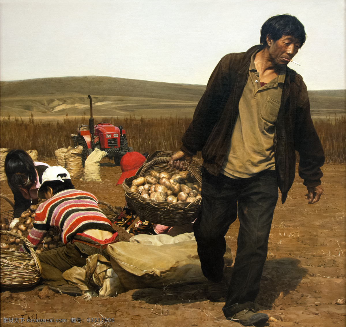 油画 塞上秋色 王宏剑作品 中国农民 秋收 收获 写实油画 油画人物 当代艺术 中国当代油画 中国当代绘画 中国油画 文化艺术 绘画书法