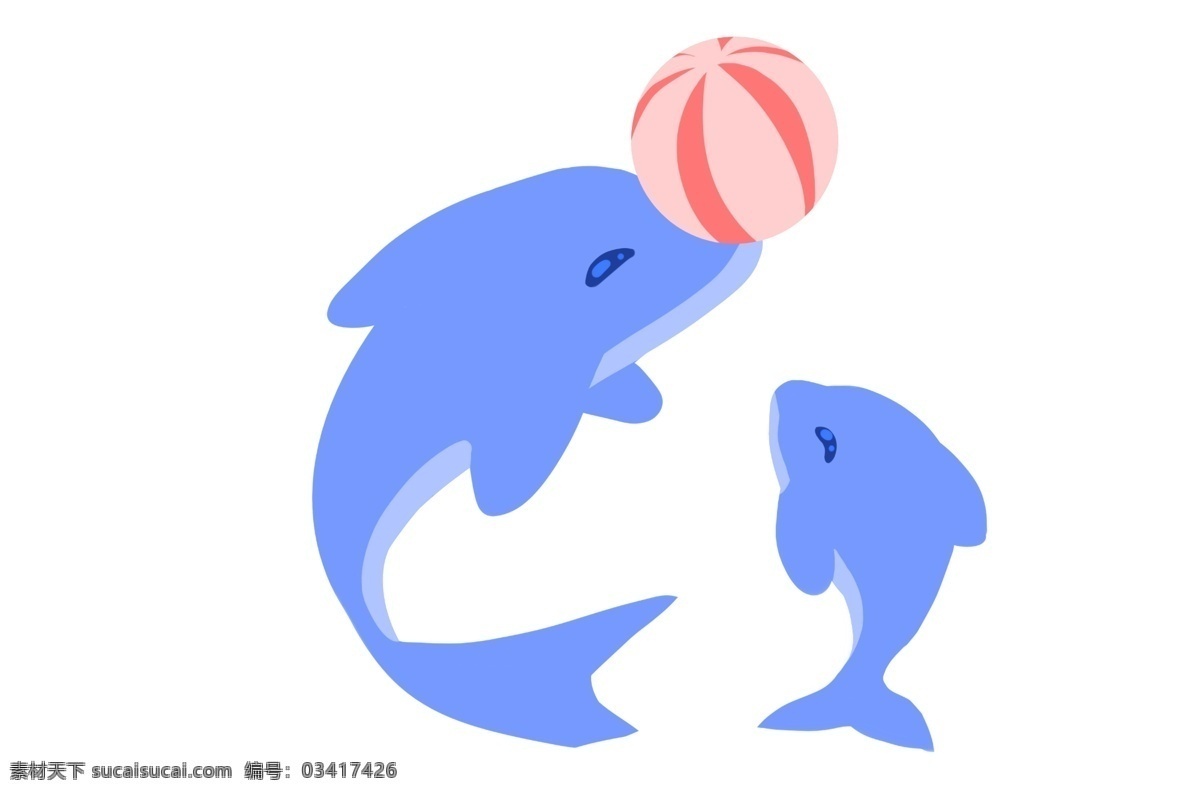 顶 皮球 海豚 插画 顶皮球 动物