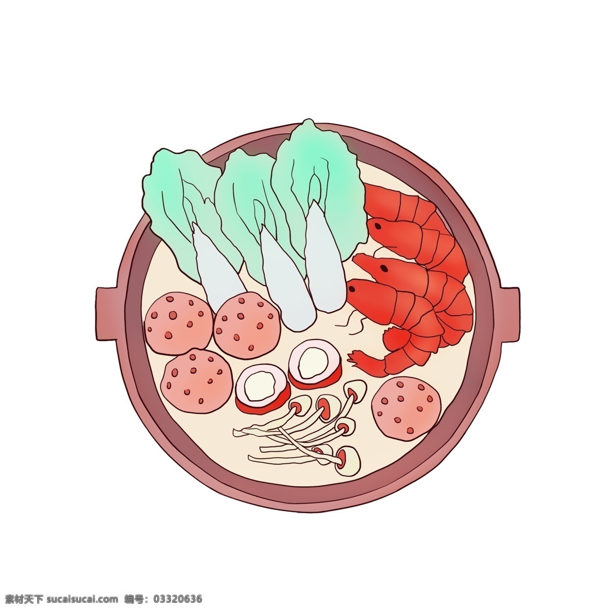 大虾 火锅 手绘 插画 美味 手绘大虾火锅 营养大虾火锅 健康大虾火锅 冬日大虾火锅 大虾火锅装饰