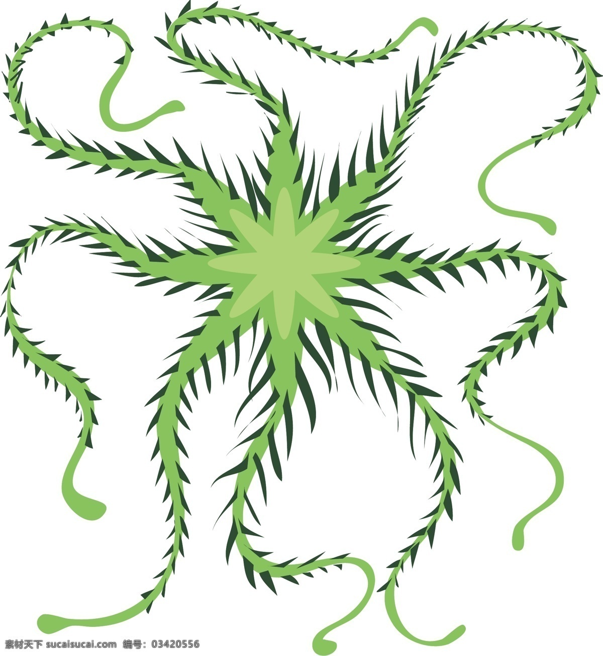绿色 海星 细菌 插画 绿色的细菌 卡通插画 细菌插画 病菌插画 传染病菌 有害病菌 长长的触角