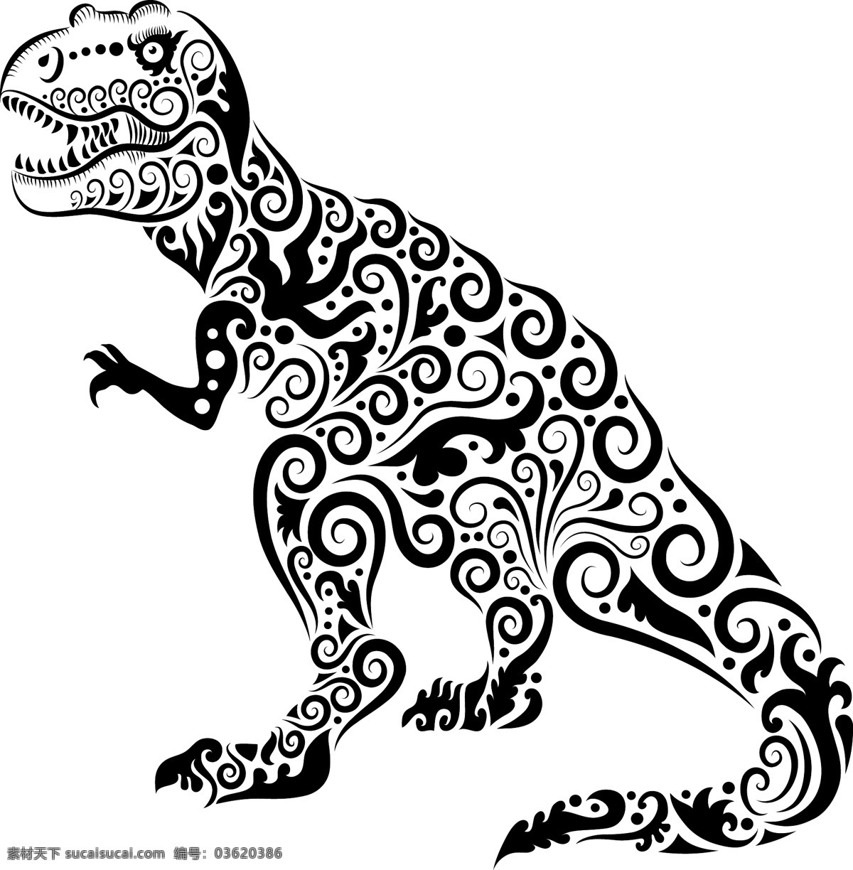 花纹 恐龙 矢量 刺青 动物 剪影 矢量素材 手绘 图案 图形 纹身 线稿 线条 矢量图 其他矢量图