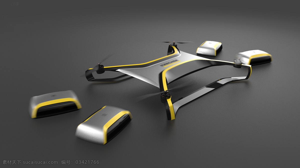 概念化 灰色 无人机 设备 产品 概念 模块化 清洁 外形设计
