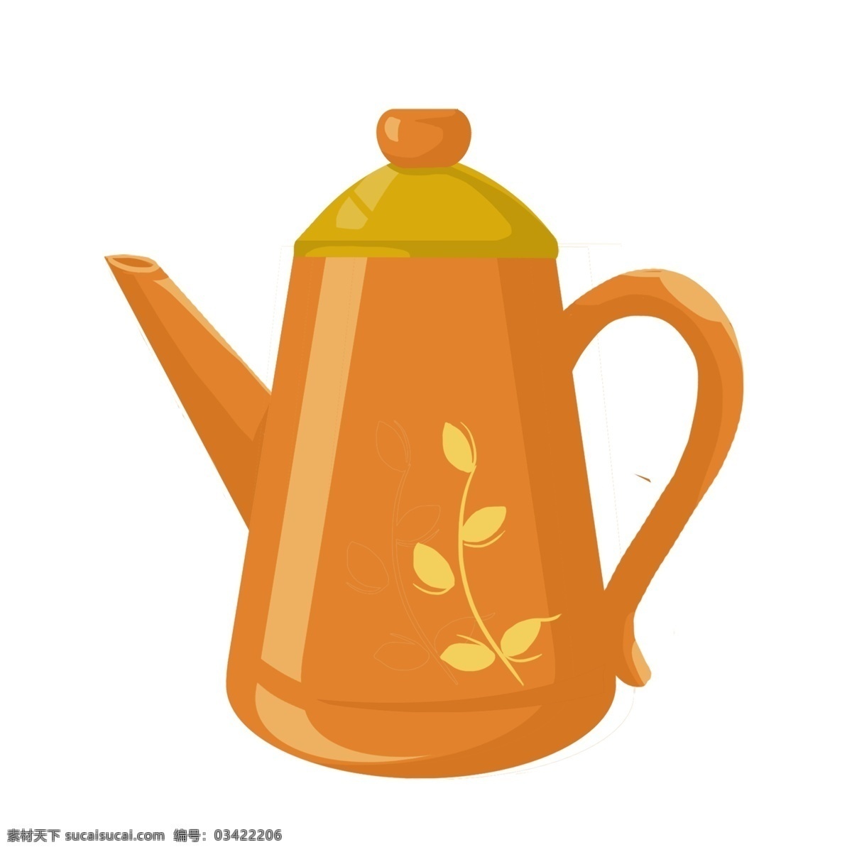 清明节 手绘 古风 茶具 元素 茶壶 紫砂壶