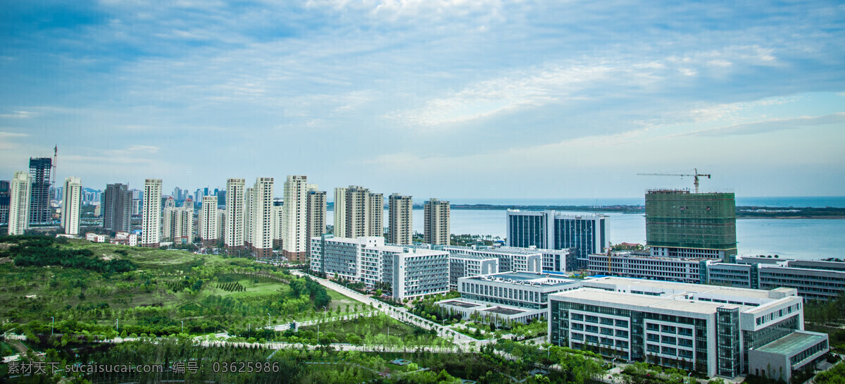 俯瞰唐岛湾 中国 石油大学 华东 唐岛湾 天空 建筑 云层 建筑摄影 建筑园林
