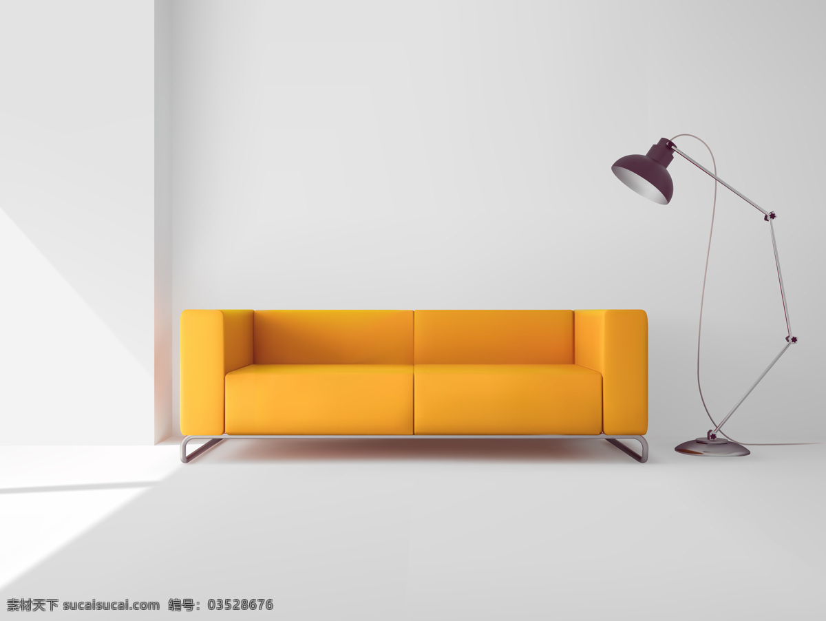 房间 黄色 双人 座 沙发 环境设计 简洁 客厅 室内设计 台灯 双人沙发 家居装饰素材